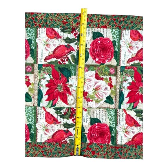 Holiday Floral Table Runner 45"x16" Christmas Themed Poinsettias & Holly Design - Picture 4 of 6